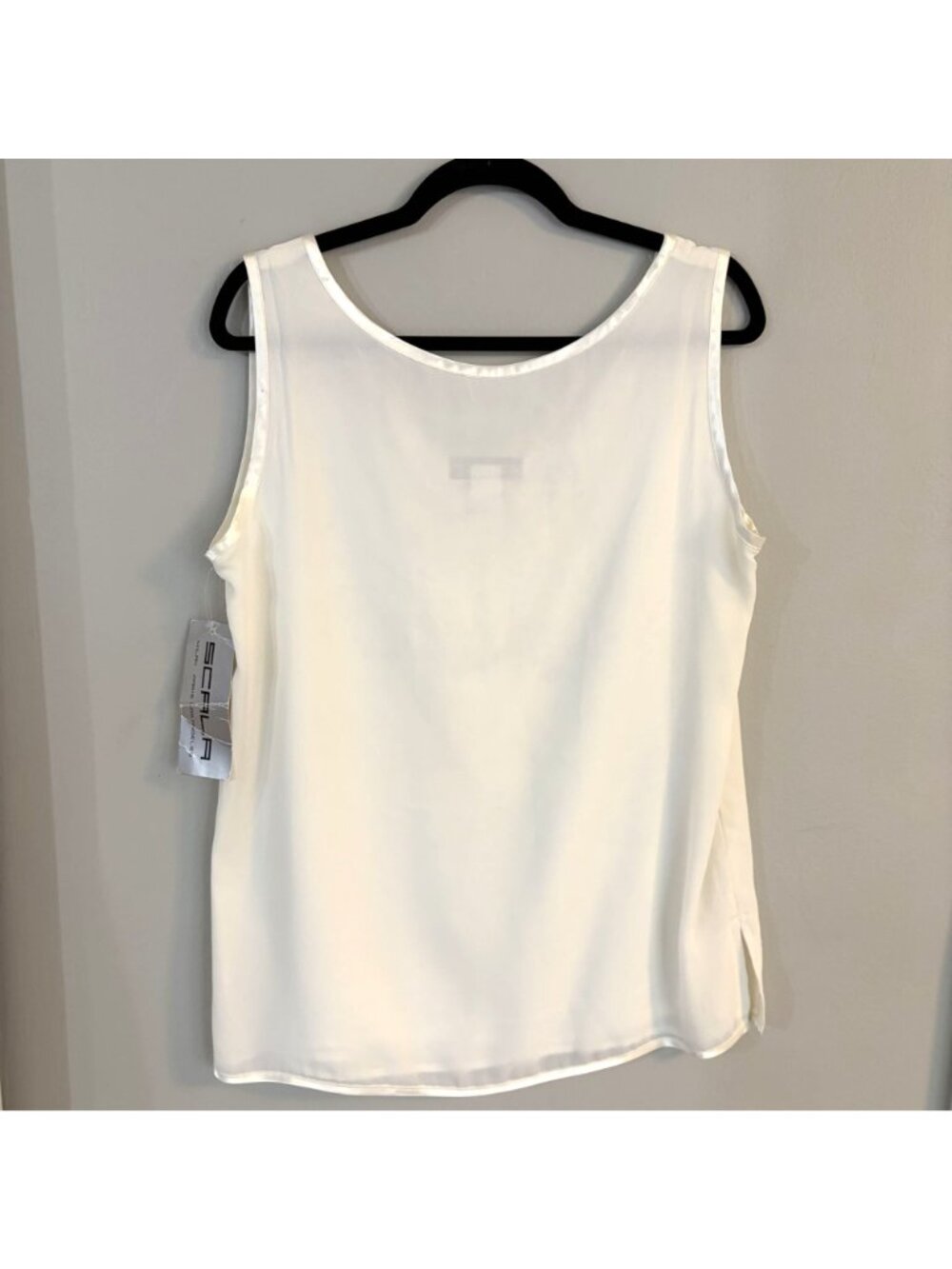 NEW Scala Sleeveless Tank Top Large Lined White Made in USA Layering Neutral VTG - Picture 3 of 14